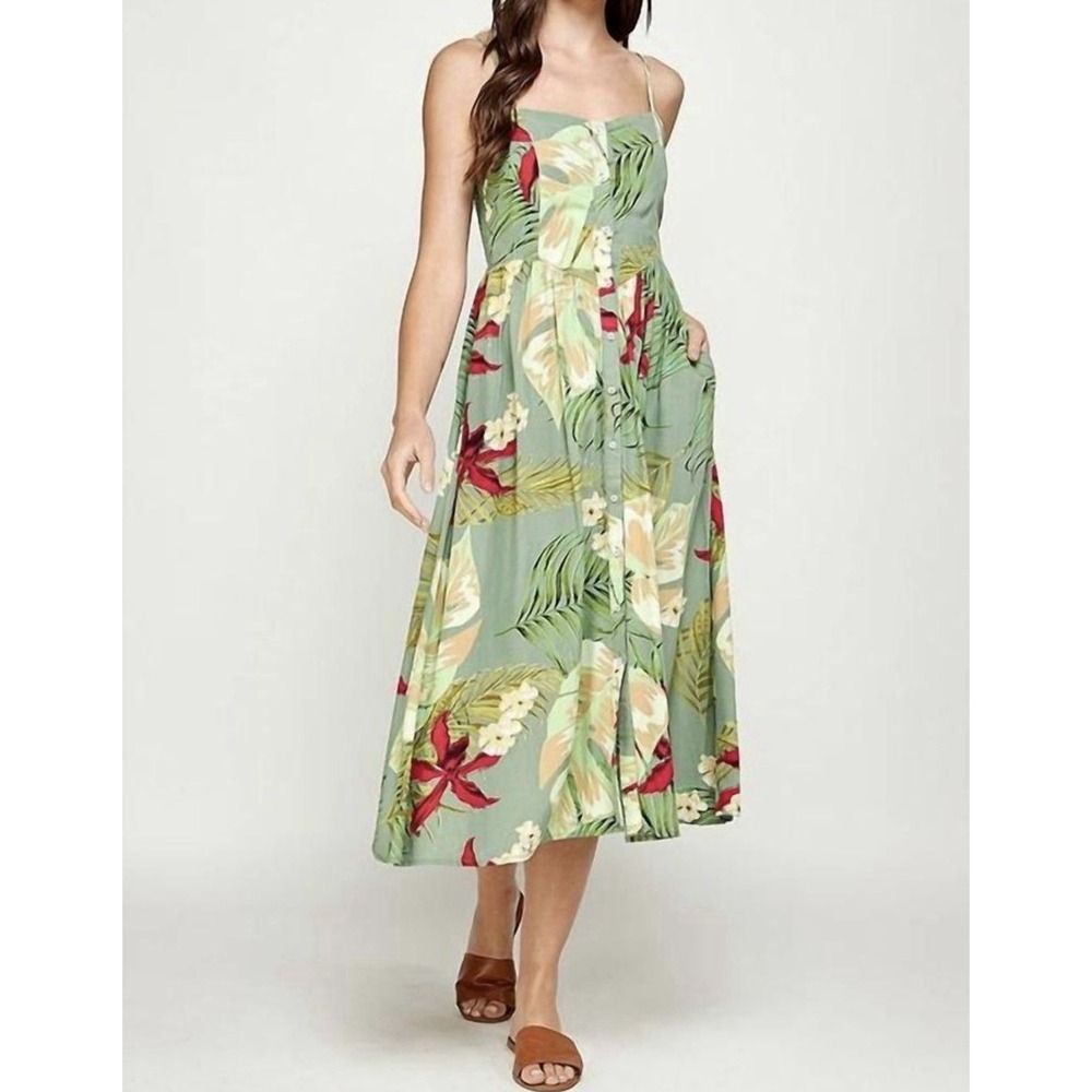Ellison‎ Tropical Print Button Up Maxi Dress Size M